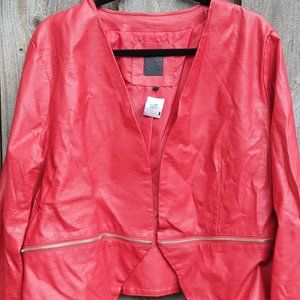 Vegan Leather Jacket Open Front Womens 2X Red MYNT